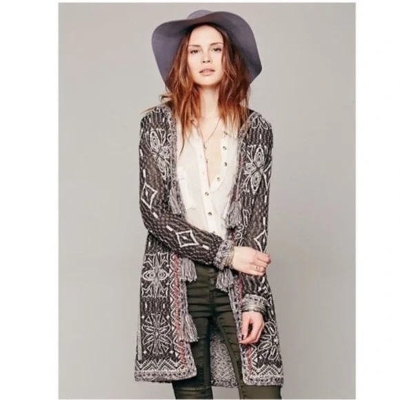 Free People Kai Tassel Hooded Cardigan Woman Size S - Picture 2 of 7